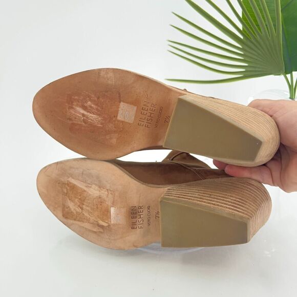 Eileen Fisher Women's Charlie Boot Size 7.5 Block Heel Lace Up Brown Leather - Picture 9 of 12